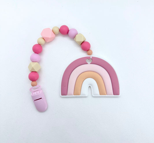 Pink Rainbow Silicone Teether Chain