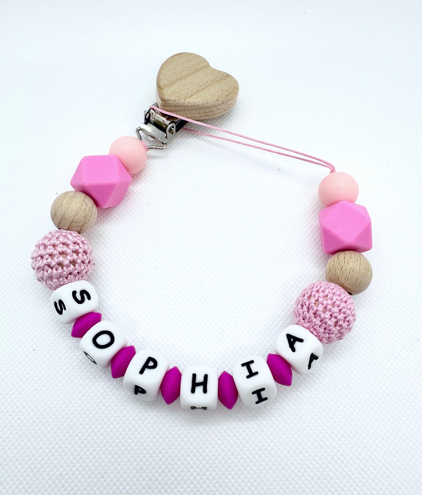 Personalized Pacifier Chain in Pink