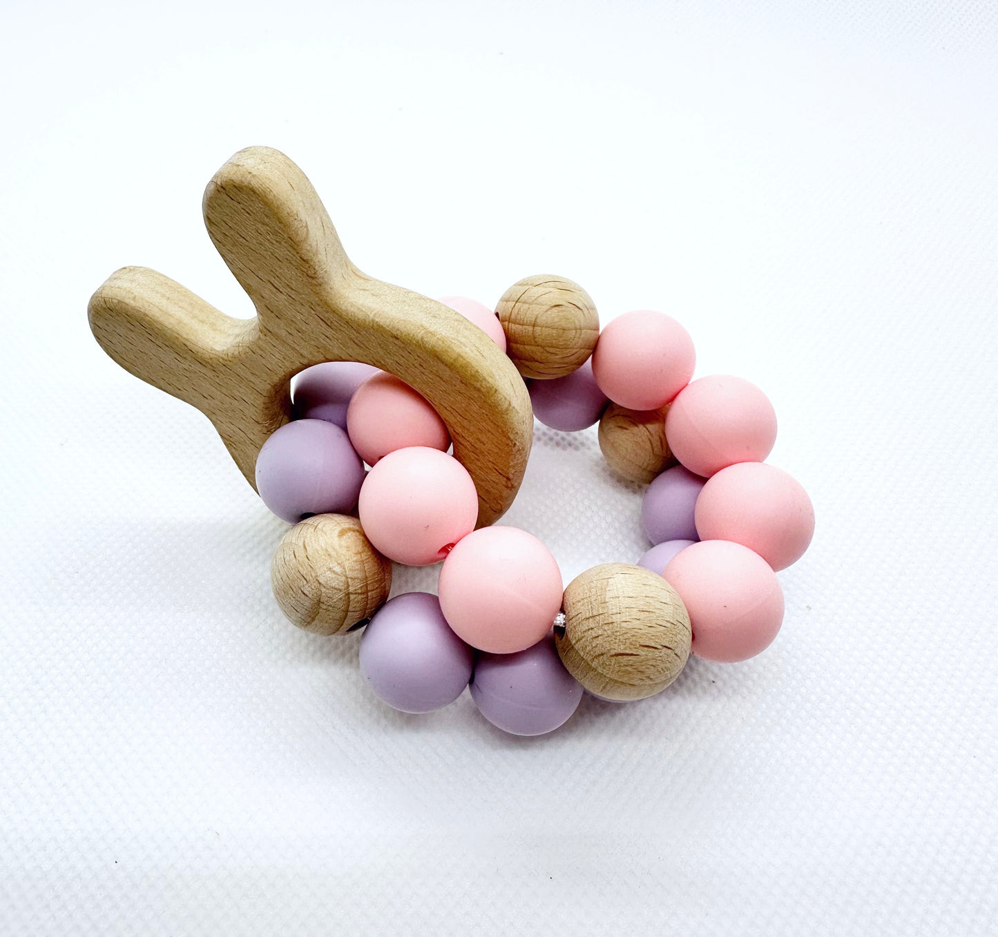 Bunny Double Ringed Teething Toy in Pink & Lavender