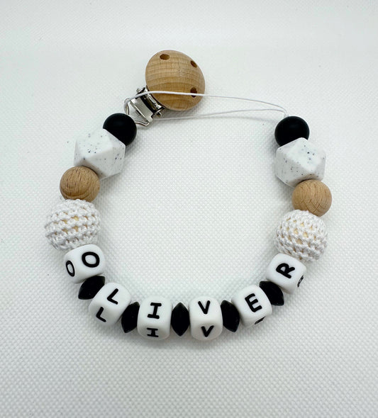 Personalized Pacifier Chain in Black & White