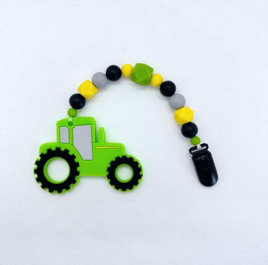 Green Tractor Silicone Teether Chain